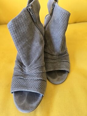 Vince Camuto Olive GreenPerforated Peep-Toe Ankle Booties